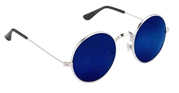 Unisex Adult Round Sunglasses Blue Frame, Blue Lens (Medium) - Pack of 1